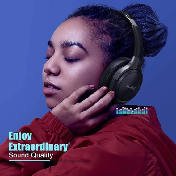 Беспроводные наушники Beribes WH202A Black — Ваши беспроводные спутники в мире звука | Зображення 1