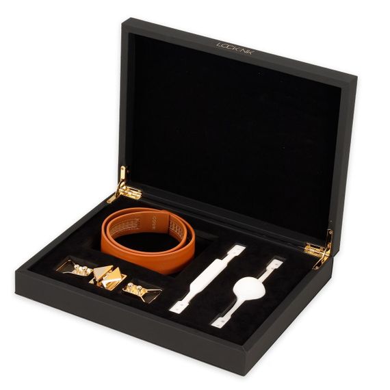 Кожаный кляп с 2-мя насадками LOCKINK Ball-Gag & Gag-bite Set - Brown Sex Aura