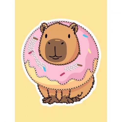 Набор с алмазной мозаикой (ВЫБОРОЧНАЯ) "СЛАДКИЙ КАПИБАРА" 15x20см
