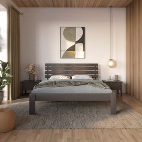 Двоспальне дерев&#039;яне ліжко Mebigrand Техас Графітовий (RAL9011) 180х190 см (MBG-7005)