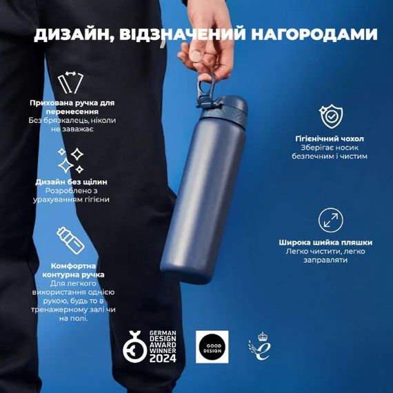 Пляшка для води металева вакуумна ION8 920 мл Vacuum Insulated Ash Navy (I8TS1000ANAVY) | Зображення 1