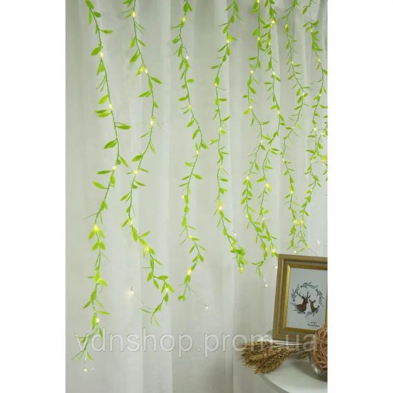 Гирлянда-штора с листочками Curtain Copper SF-55 внутренняя, с прозрачным проводом, 10м | Зображення 2