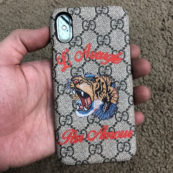 Чехол Gucci iPhone X Case with Tiger GG Supreme | Зображення 7