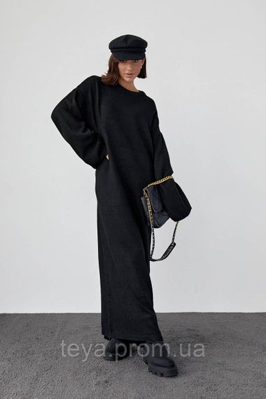 В'язане плаття oversize завдовжки максі колір чорний розмір S FL_000894 | Зображення 1