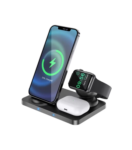 Бездротове зарядне Hoco CW33 Ultra-Charge 3-in-1 vertical wireless fast charger | Зображення 3
