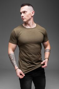 Мужская классическая базовая хлопковая футболка RA938 размер XXL, цвет хаки