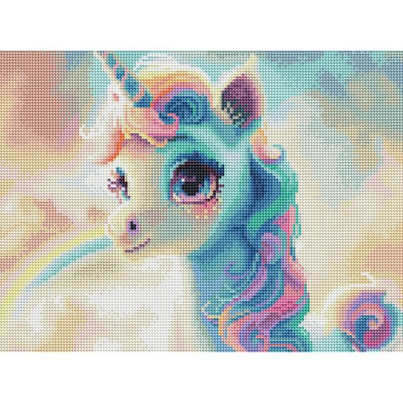 Алмазна мозаїка "Кольоровий єдиноріг" RDBS7008, 30х40 см