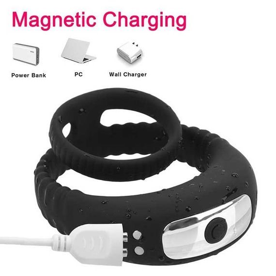 Потрійне ерекційне віброкольцо на пенис і мошонку USB | Зображення 7