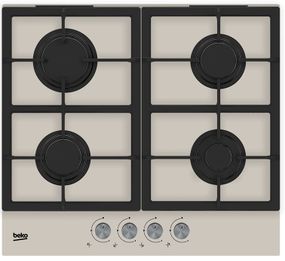 Встраиваемая газовая поверхность Beko стекло/4 конфорки/чугунные решетки/серый (HILG64225S)