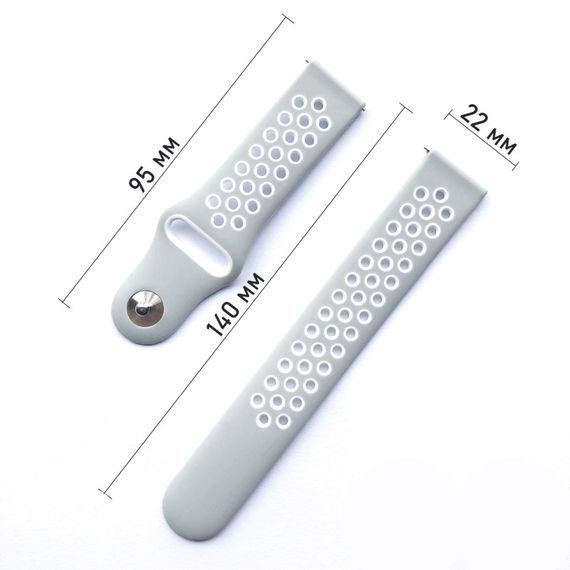 Спортивний ремінець Primolux Perfor Sport з перфорацією для годинника Honor Magic Watch 2 46mm - Grey&White | Зображення 2