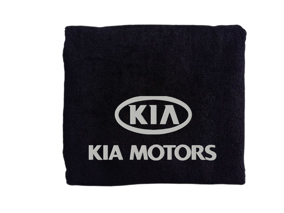 Полотенце с вышивкой махровое банное 70*140 черный автомобилисту Киа KIA Motors 00451