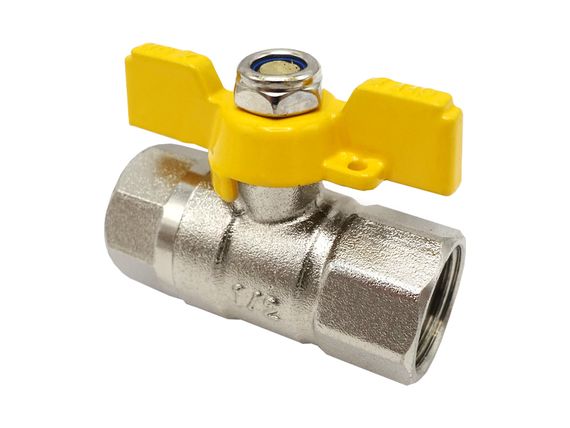 Кран кульовий нікель для газу Nickel PRO 1/2" ВВ PN20 жовтий метелик  ASCO 1/26 | Зображення 2
