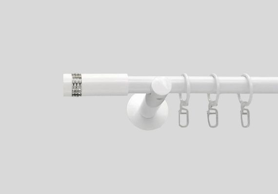 Карниз для штор металевий Білий, однорядний 19 мм (комплект) Хантос кронштейн циліндр 160 см.