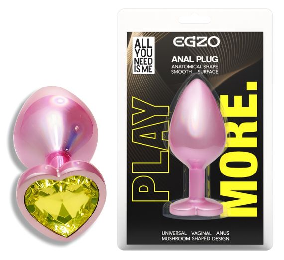 Анальна пробка з кристалом EGZO - Pink Perl Heart Plug Lime, size S Sex Aura