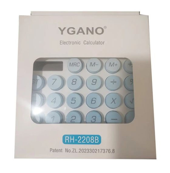 Компактний калькулятор YGANO 2208B-2 12 розрядний дисплей настільний на батарейках зарядка від сонця Білий з Блакитним | Зображення 2