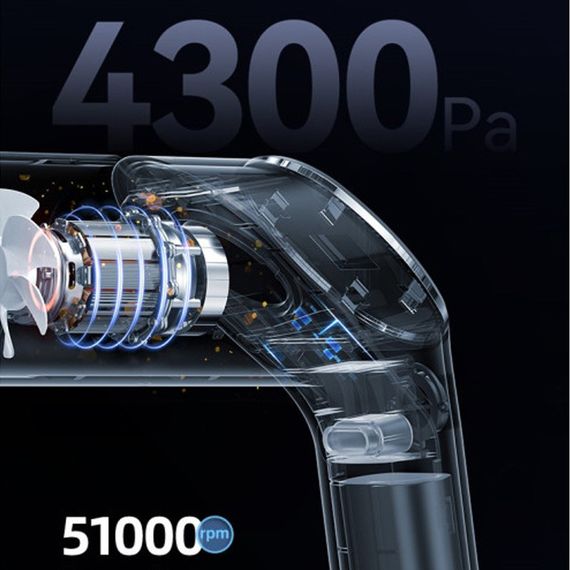 Портативный пылесос Usams US-ZB259 YAJ Series 4300Pa 4000mAh Black | Зображення 4