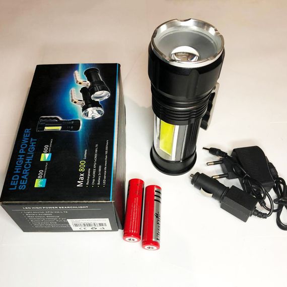 Фонарик с зарядкой от сети Bailong S912-XPE+COB, Яркий фонарик, Фонарик полис, Фонарик тактический GA-234 аккумуляторный ручной | Зображення 1