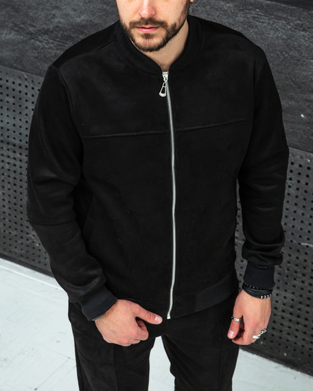 Бомбер замшевый чёрный S L | Зображення 6