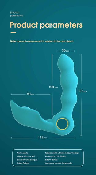 Вібростимулятор простати Boss Series Angelo Male Prostate Triple Stimulation, бірюзовий | Зображення 3