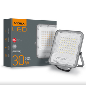 LED Прожектор 30W 5000К 12-24V сірий VL-F2-305G-12V Premium Videx