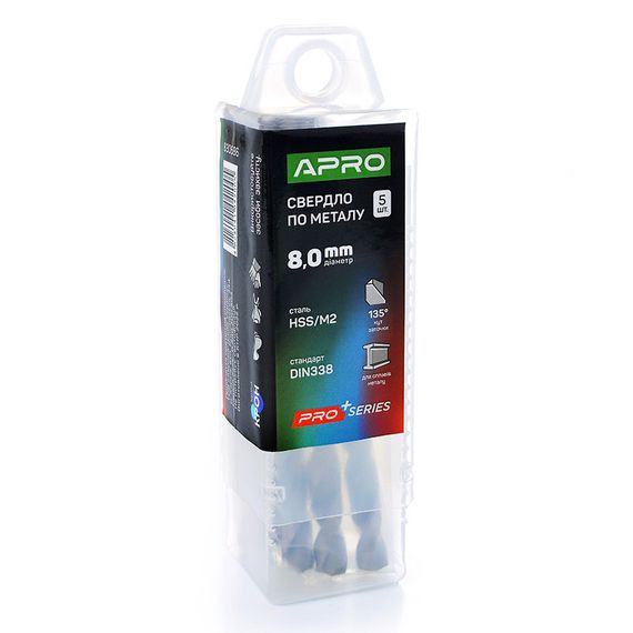 Свердло для металу HSS/M2 (6542) Ø 8,0 мм (тубус, кратність5 шт.) PRO APRO 8306861