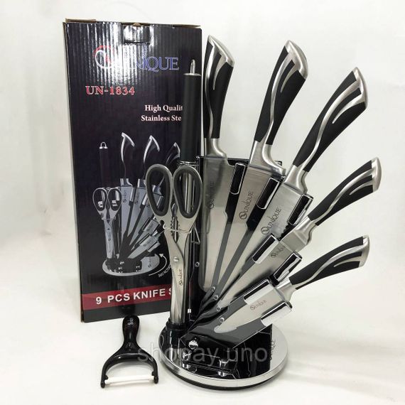 Бюджетные кухонные ножи UNIQUE, Набор ножей кухонных сталь, Професиональный кухонный набор ножей LQ-64 | Зображення 1