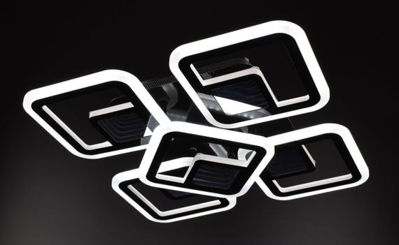 Люстра світлодіодна стельова LED світильник для квартири на стелю лед з пультом 26025 Чорний 10х40х40 см. | Зображення 1