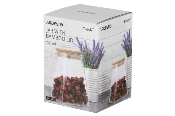 Банка для хранения Ardesto Fresh, конус, 740 мл, стекло, бамбук (AR1374BLC) | Зображення 3