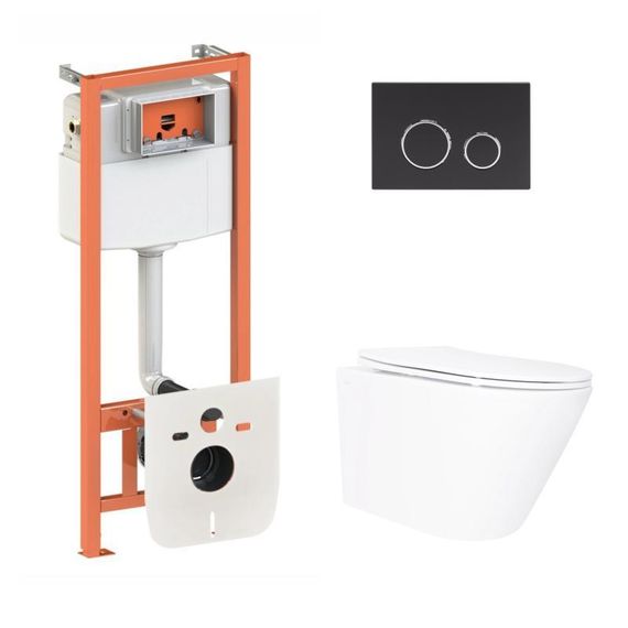 Готове рішення Qtap для ванної кімнати: підвісний унітаз Swan Ultra Quiet 520×360×320 + комплект інсталяції Nest 4 в 1 (кругла