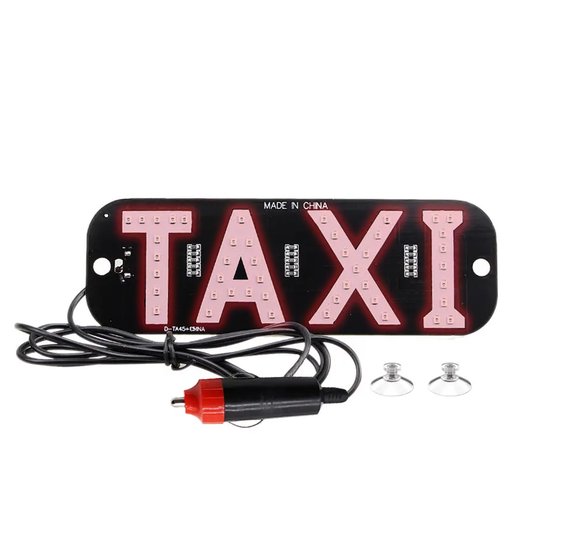 LED такси шашка светодиодная табличка TAXI подсветка с прикуривателем, красная | Зображення 1