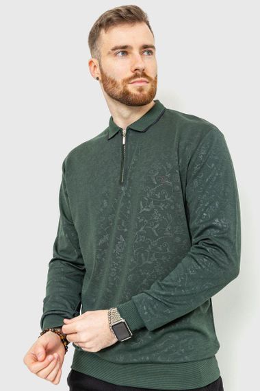 Поло мужское сдлинным рукавом  цвет зеленый 157R300-3 | Зображення 1