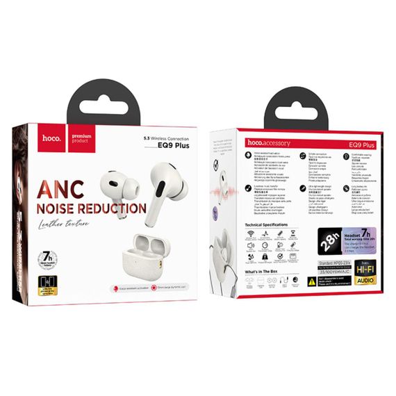 Бездротові навушники HOCO EQ9 Plus Duke true wireless ANC Noise Reduction BT headset Milky White | Зображення 3