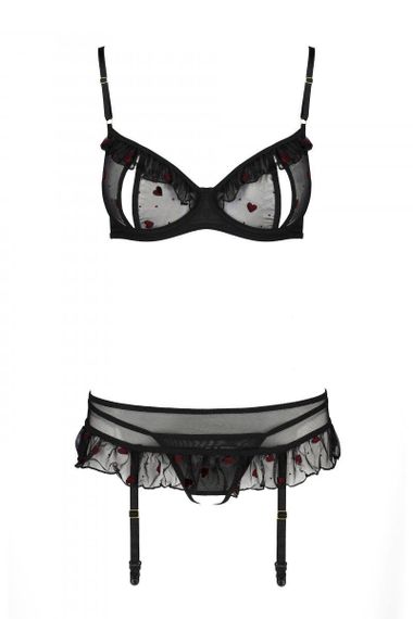 Сексуальный комплект с поясом для чулок Passion LOVELIA SET L/XL, black Sex Aura | Зображення 4