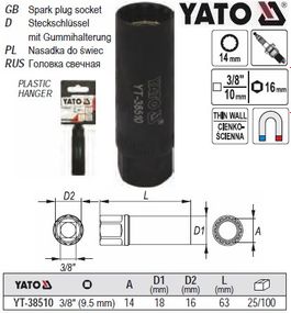 Головка торцева 12-гранна 3/8" М14 Польща YATO YT-38510
