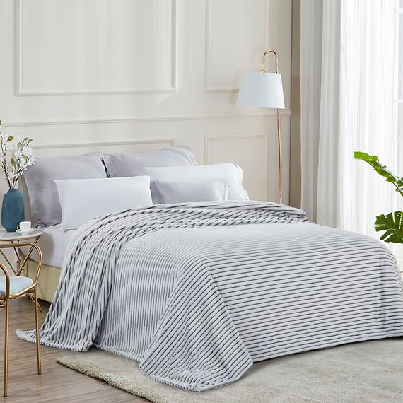 Плед флісовий сірий в смужку(2 см) Love You 200 x 220 см | Зображення 1