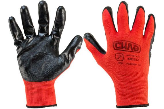 Перчатки с нитриловым покрытием р10 (красн+черн манжет без подвеса/хедера) СИЛА | Зображення 2