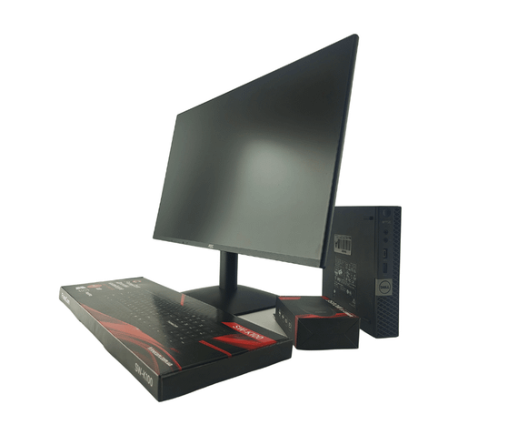 Комплект ПК: неттоп Dell OptiPlex 7050 Micro USFF / Intel Core i5-7500T (4 ядра по 2.7 - 3.3 GHz) / 8 GB DDR4 / 240 GB SSD / Intel HD Graphics 630 + Новий монітор AOC 24B31H/24" (1920x1080) IPS / Кабелі б/в + Подарунок Дротова клавіатура + мишка | Зображення 1