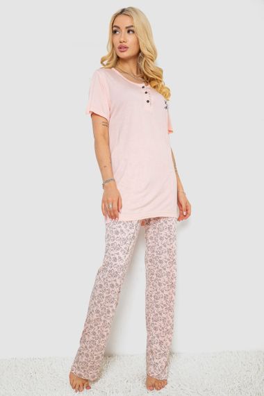 Пижама женская с принтом  -уценка, цвет персиковый, 243R7001-U | Зображення 2