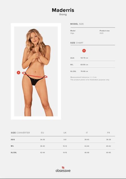 Трусики стрінги ажурною вставкою Obsessive Maderris чорний, XS/S sexstyle | Зображення 9