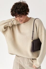 В'язана тепла однотонна кофта - бежевий цвет, ONE SIZE (є розміри)