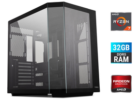 Ігровий ПК Vinga Warlike Black Tower New / AMD Ryzen 7 7700 (8 (16) ядер по 3.8 - 5.3 GHz) / 32 GB DDR5 / 256 GB SSD+1000 GB HDD / AMD Radeon RX 6900 XT Sapphire Nitro+, 16 GB GDDR6, 256-bit / Wi-Fi / 750W / Windows 11 б/в