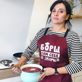 Фартук с надписью Борщ сам себе не зварить (FRT_19N025)