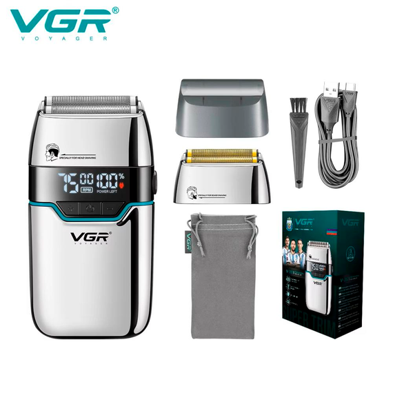 Електробритва VGR V-350 SILVER шейвер, подвійне лезо, 2 насадки, LED Display (45695-V-350 SILVER_600) | Зображення 6