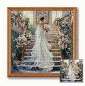 Набор для вышивки крестом JOZYSH "Невеста" 14CT, 50x50 см, канва Аида с нанесенным рисунком