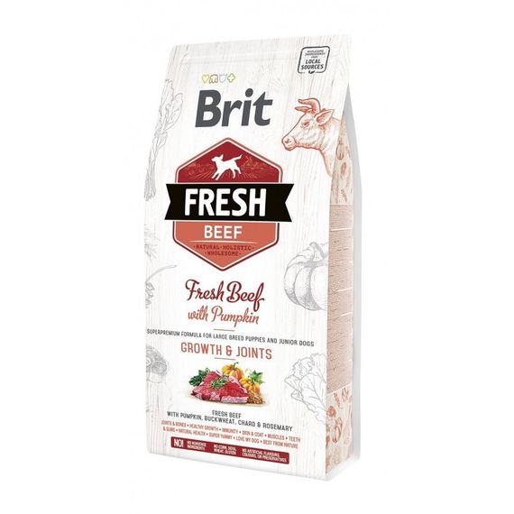 Корм сухий Brit Fresh Beef/Pumpkin Puppy Large для цуценят та молодих собак великих порід з яловичиною та гарбузом 2,5 кг