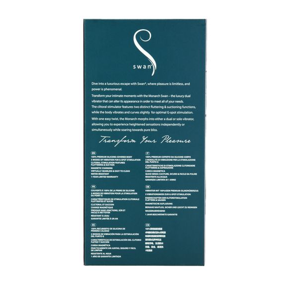 Багатофункціональний вібратор з вакуумною стимуляцією Swan The Monarch Teal | Зображення 8