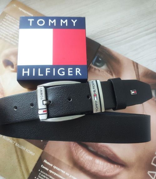 Чоловічий ремінь шкіряний Tommy Hilfiger Black