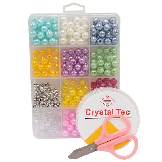 Набор для творчества "Бисер" 1183-5 бусины, резинка, ножницы, пластиковая коробка