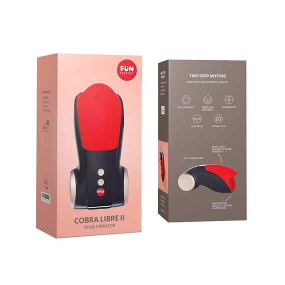 Мастурбатор для головки пеніса Fun Factory COBRA LIBRE II black/red, 2 мотори, гра без рук | Зображення 4