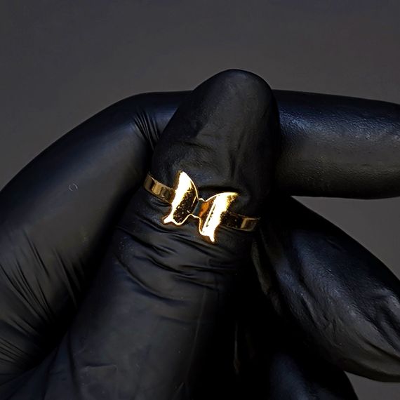 Кольцо #51 для фото ногтей (маникюра) цвет золото